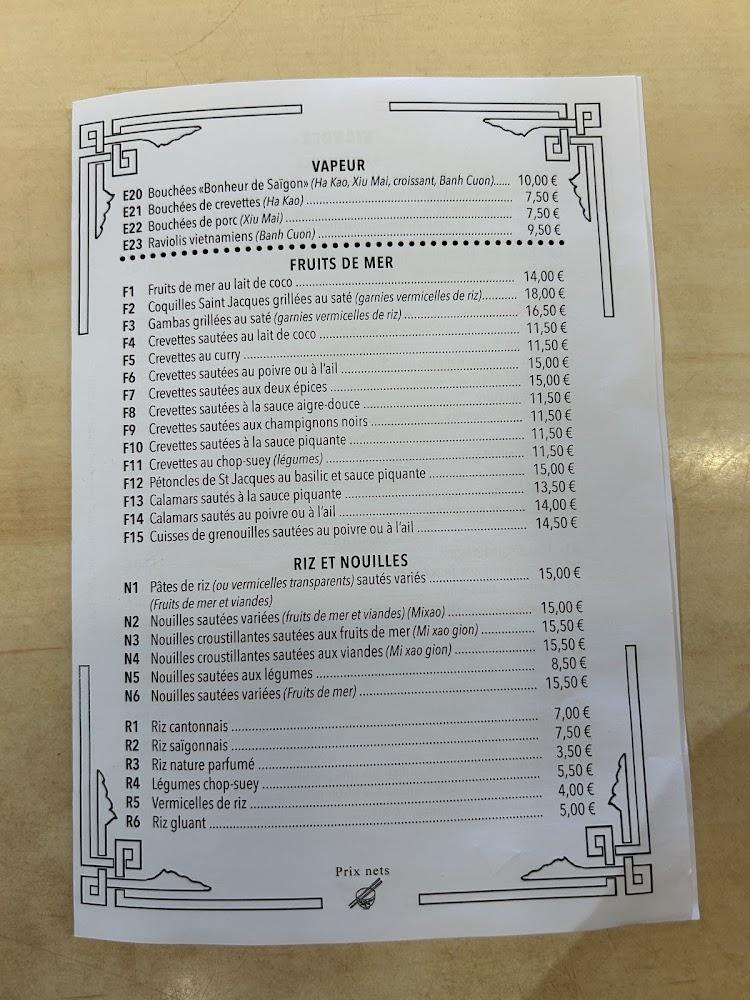 Au Bonheur de Saigon - Menu Image 1